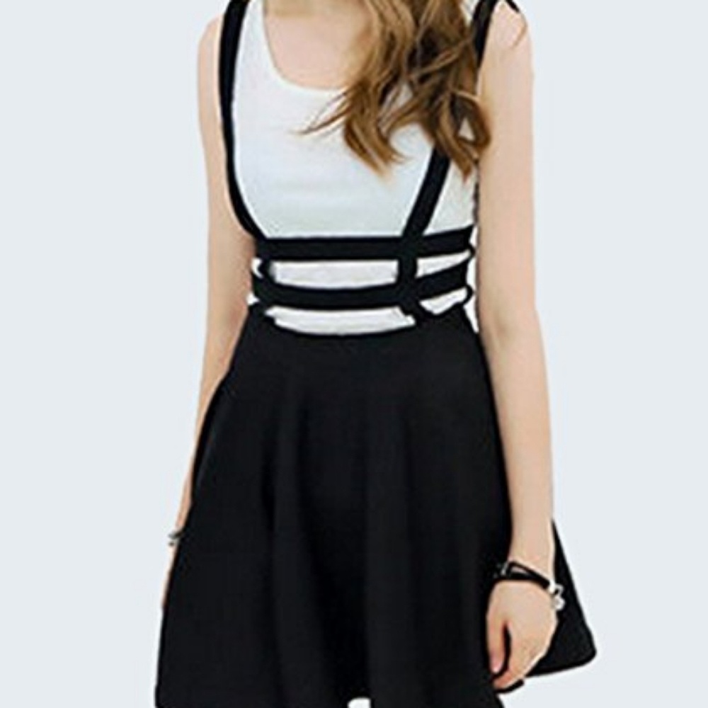 Black Skater Suspender Skirt